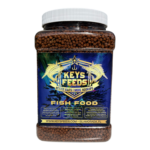 Keys Feeds premium live bait fish food in 48 oz grip jar with resealable lid for pilchards, goggle eyes, threadfin, and crustaceans